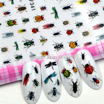 1 Sayfalık Güzel Böcekler Yusufçuk Uğur Böceği Yabani Floret Kuşlar Desen Yapışkanlı Nail Art Etiketler Çıkartmaları DIY İpuçları F341-360#