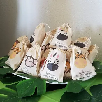10 ADET Jungle Safari Hayvanat Bahçesi Hayvan Parti çantası özelleştirmek bebek Duş çanta çocuk Doğum Günü partisi ikram çantaları bekarlığa veda karşılama hediyesi çantası