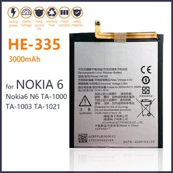 100 % Orijinal HE335 nokia için pil 6 Nokia6 N6 TA-1000 TA-1003 TA-1021 TA-1025 TA-1033 TA-1039 3000mAh Cep Telefonu Pilleri