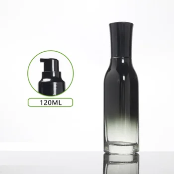 120 ml kare şekli siyah cam pompa şişesi tuvalet / toner / çiçek su / parfüm emülsiyon özü toner vakıf kozmetik ambalaj