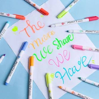 16 adet Nane kokusu renk vurgulayıcı kalem seti Yumuşak ucu Hafif Floresan marker liner çizim kalemleri Ofis Okul Sanat malzemeleri F790