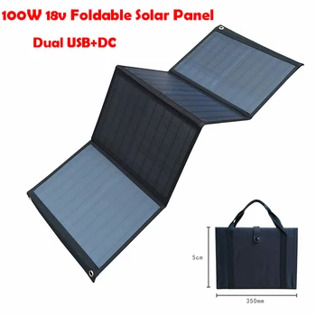 18V 100W Katlanır güneş paneli bataryası Şarj için 5V / 12V Mobil Dizüstü Açık Güç Bankası Şarj Edilebilir Güneş Pili Katlanır Çanta