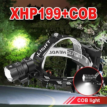 2022 Yeni Yükseltme XHP199 Güçlü Far Far 18650 Yüksek Güç Kafa Feneri XHP160 USB şarj edilebilir kafa lambası ışıkları