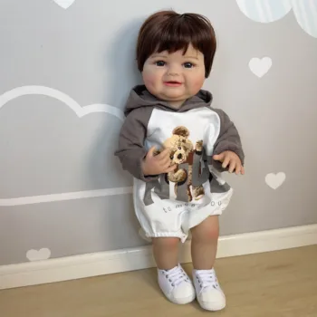 22 İnç Tam Vücut Silikon Yeniden Doğmuş Bebek Bebek Bebe Reborn Menino Bonecas Su Geçirmez Çocuk Hediye Oyun Evi Oyuncaklar