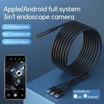 2MP Lens su geçirmez Endoskop Kamera IP67 WiFi hotspot Mini Kamera Sert Tel Boru Hattı Muayene Borescope C Tipi IOS