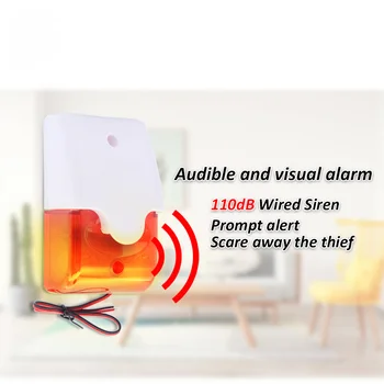 3 ADET 1 ADET kapalı 12V kablolu Siren ile kırmızı ışık flaş 110dB ses istemi uyarısı ev akıllı yaşam güvenlik koruma
