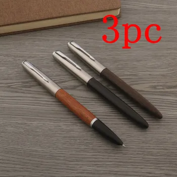 3 adet Ahşap Dolma Kalem Paslanmaz çelik Kapşonlu Uç İş Ofis Okul Malzemeleri Yazma Mürekkep Kalemler