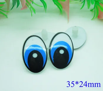 35 * 24mm Oval Emniyet Gözler /Mavi Renk Plastik Bebek gözler El Yapımı Aksesuarlar İçin Ayı Bebek Hayvan Kukla Making-50pairs / lot