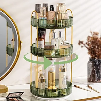 360 Dönen Makyaj Organizatör Banyo Tezgah Cilt Bakım Ürünleri Raf Masası Bitirme Parfüm Ruj Kozmetik Saklama Kutusu