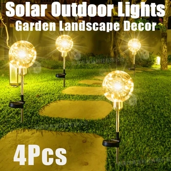 4 Adet Güneş kamış ışıkları LED IP65 su geçirmez Bakır Tel çim lambaları Bahçe Dekoratif top açık yol Geçit Veranda aydınlatma