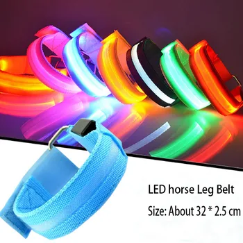 4 ADET LED Aydınlatma At Bacak Emniyet Kemeri At Bacak Sapanlar Gece sürüş donanımları Açık Spor Binicilik Malzemeleri