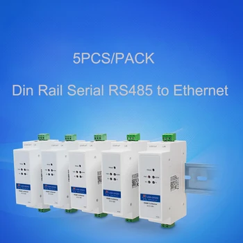 5 adet DIN Raylı Seri Port RS485 Ethernet Dönüştürücü Aygıt Sunucusu Desteği Modbus TCP to RTU