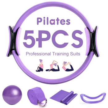 5 ADET pilates seti Yoga Topu Sihirli Daire Egzersiz Ekipmanları Egzersiz Fitness Eğitim Direnci Destek Aracı streç bant Spor Salonu