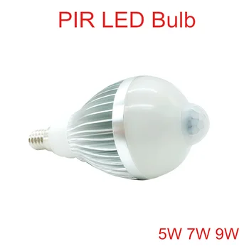 5 W 7 W 9 W PIR LED Ampul AC110V - 240 E14 Hareket sensörlü LED Dış ışık Sıcak Beyaz / Soğuk Beyaz PIR LED Ampul lambaları ışıkları