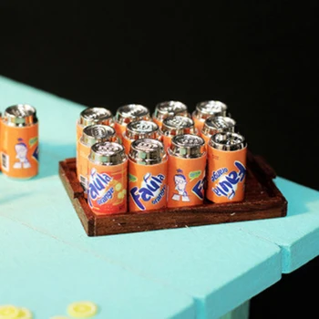 6 Adet/grup Mini Metal Kutu Suyu İçecek Modeli Dollhouse Minyatür Süpermarket Gıda Dollhouse İçin