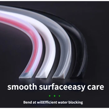 6M Su Geçirmez Kendinden Yapışkanlı Bükülebilir Silikon Tıpa Eşik Baraj Küvet duş bariyeri Tutucu Mühür Banyo Dekor için
