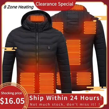 8 Alanlar Erkekler kadınlar ısıtmalı ceketler açık Yelek Ceket USB uzun kollu ısıtma Kapşonlu Ceketler Sıcak Kış Termal Giyim