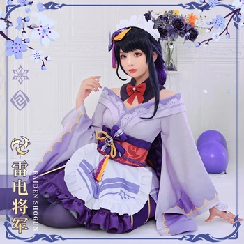 Anime Oyunu Genshin Darbe Shogun Baal Hizmetçi Kıyafeti Kimono Parti Üniforma Cosplay Kostüm Cadılar Bayramı Kadınlar Ücretsiz Kargo 2021 Yeni