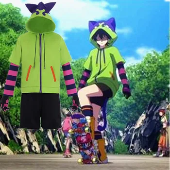 Anime SK8 Infinity Miya Chinen Cosplay Kapşonlu Fermuar Kostüm Kısa Hoodie Ceket Kuyruk Eldiven Parti Kıyafetleri SK Takım Elbise
