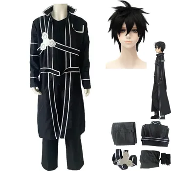 Anime Sword Art Online Kirigaya Kazuto Kirito Cosplay Kostüm Peruk Siyah Kılıç Ustası Üniforma Combats Adam Cadılar Bayramı Karnaval Elbise