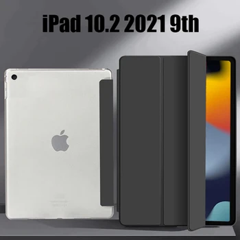 Apple iPad 10.2 2021 için tablet kılıfı Üç Kat stand braketi PU deri kılıf Apple iPad 9th Gen A2603 A2604 Otomatik Uyandırma