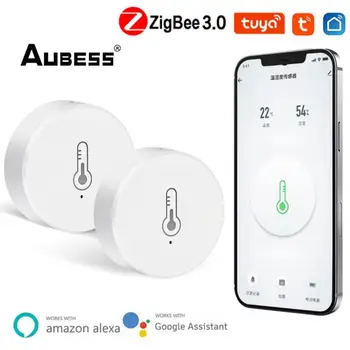 Aubess Tuya Akıllı ZigBee 3.0 Akıllı Sıcaklık Ve Nem Sensörü Akülü Güvenlik İle Çalışmak Tuya Akıllı Yaşam App Alexa