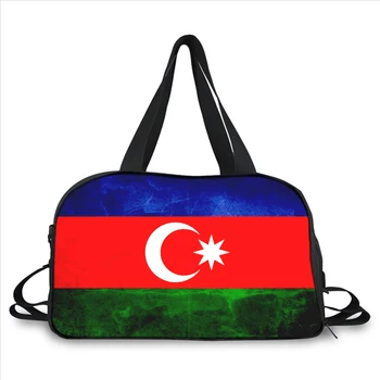 Azerbaycan Ulusal bayrağı 3D baskı moda trendi taşınabilir büyük kapasiteli çok fonksiyonlu askılı çanta seyahat çantası