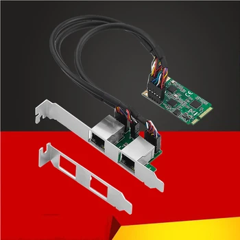 Ağ Kartı Mini PCIE 2 Port RJ45 2.5 G 2500Mbps Gigabit ethernet adaptörü Lan Mini PCI Express NIC Realtek 8125B Çip PC için