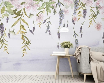 beibehang Modern kişilik duvar kağıdı İskandinav minimalist küçük taze yeşil yapraklar çiçek suluboya tarzı arka plan duvar kağıdı