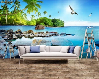 beibehang Özel fotoğraf duvar kağıdı duvar güzel 3D deniz manzaralı ada TV arka plan duvar kağıtları ev dekor papel de parede infanti