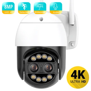 BESDER 8MP 4K 8x Hibrid Zoom 2.8 + 12mm Çift Lens PTZ IP Kamera WiFi İnsan Algılama 4MP Ses Güvenlik Video Gözetim Kamera