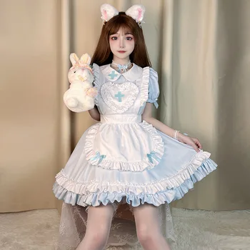 Cosplay Hizmetçi Kostüm Anime Pembe Lolita Tulum Elbise Gotik Sevimli Kız Hizmetçi Giyim Üniforma Kısa kollu Kostümleri Kawaii Elbise