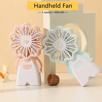 El Mini Fan Taşınabilir Soğutma Fanı USB Şarj Edilebilir Açık Hava Soğutucu 3 Hızlı Elektrikli Fan Karikatür Sessiz Fanlar Aletleri