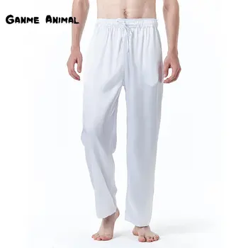 Erkek Spor Yoga Pantolon Erkek Bahar Yeni Nefes Düz Renk Pantolon Spor Buz İpek Streetwear S-3XL