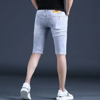 Erkek Yaz Tüm Maç Kot Şort Engelleme Cepler İnce Kore Versiyonu Düz Beş Noktalı Pantolon Trend Erkek Kot Şort A28