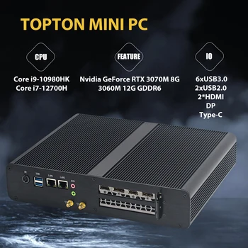 Fansız Oyun Mini PC Intel i7 12700H i9 10980HK NVIDIA RTX 3070 8G 3060 12G DDR5 DDR4 NVMe Windows 11 Oyun Bilgisayar WıFı6