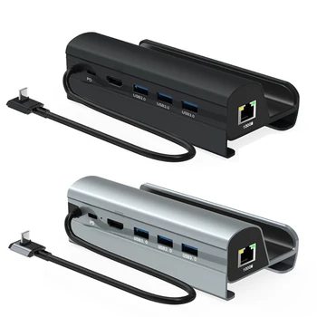 Gigabit Ethernet, 3 USB3.0 ve Tip-C PD ile Buhar Güverte Yuvası için 51BE 6 in 1 USB Hub