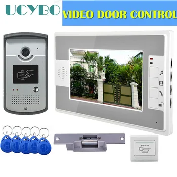 görüntülü interkom erişim kontrol sistemi kapı kamera su geçirmez 1000TVL RFID elektrikli kapı kilidi 7 