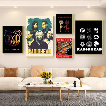 Ingiliz bant Radiohead Kaliteli Baskılar ve Posterler Decoracion Boyama Duvar Sanatı Beyaz Kraft Kağıt Duvar Dekor