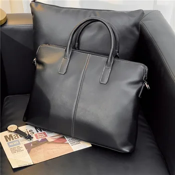 Iş PU Deri erkek Evrak Moda fermuarlı çanta Erkek laptop çantası Büyük Kapasiteli Omuz askılı çanta Adam Dosya Çantası