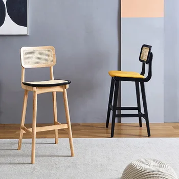 İskandinav Mutfak Dışkı Modern Bar Taburesi s Sandalye Yüksek Ön Büro Rattan Ev Mobilyaları