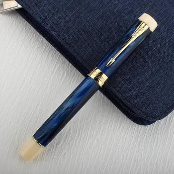 Jinhao 100 Galaxy Mavi Reçine dolma kalem EF F M Bükülmüş Ucu Mürekkep Kalem Dönüştürücü ile Okul İş Yazma Hediyeler Kalemler