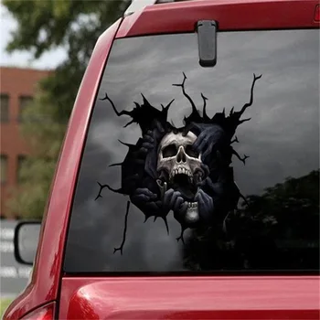 Kafatası Korkunç Araba Pencere Dekor Hayalet cam çıkartması Çıkartmaları Terör Kafatası Patlak Pencere Sticker Araba Sticker Arka Cam Dekor