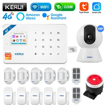 KERUI W184 GSM 4G WİFİ Güvenlik Koruma Tuya APP Akıllı Ev Alarmları Anti Hırsızlık Güvenlik Alarm sistemi Ev Paketi 6 dil