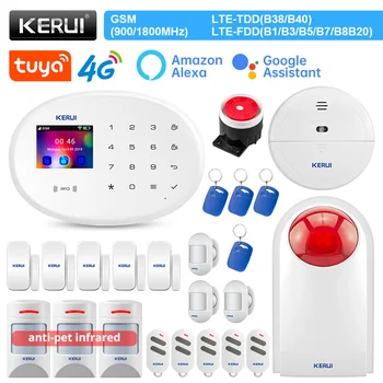 KERUI W204 WİFİ GSM Alarm 4G Ev Güvenlik Alarm Hareket Sensörü Tuya Akıllı Ev RFID Etiketi ile Kapı Sensörü IP Kamera Siren