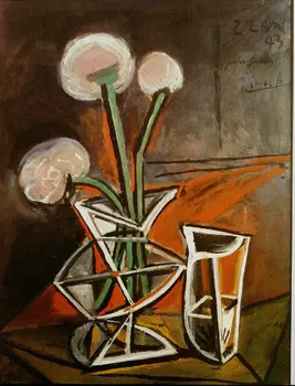 Keten tuval üzerine yağlıboya Üreme, vazo-with-flowers-1943 tarafından pable picasso, Müze Kalitesi, Ücretsiz hızlı kargo, EL yapımı