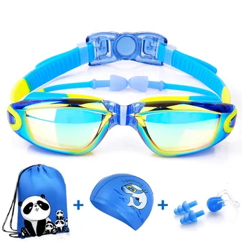 Meslek Çocuk yüzme gözlükleri Anti-sis Hd Erkek Kız yüzme gözlükleri Su ve Sis Dayanıklı Yüzme Kap Seti Yüzmek Dişli