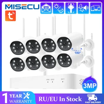 MISECU Tuya 8CH 3MP PTZ Kablosuz CCTV Sistemi Akıllı NVR Açık Su Geçirmez Wifi IP Güvenlik Kamera Video Kayıt Gözetleme Kiti