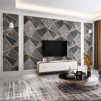 Modern 3D Katı Geometri Kadife Duvar Kağıdı TV Arka Plan Duvar Kağıdı Oturma Odası Dekorasyon Yatak Odası Dekorasyon