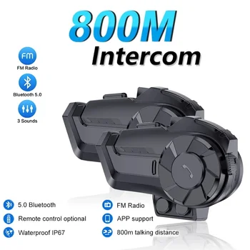 Motosiklet 800M Bluetooth Kask İnterkom 2 Binici Eşleştirme İnterkom Kulaklık DSP CNC Gürültü Azaltma Fonksiyonu ile